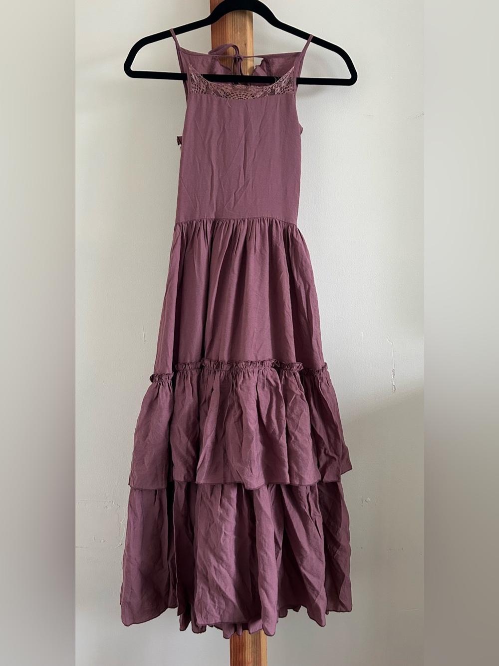 Joyfolie Tiered Maxi Dress in Plum Mauve